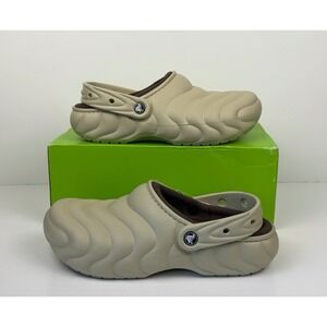 Crocs Classic Lined Overpuff Clogs Size Mens 9/Womens 11 Moth Brown Slippers
